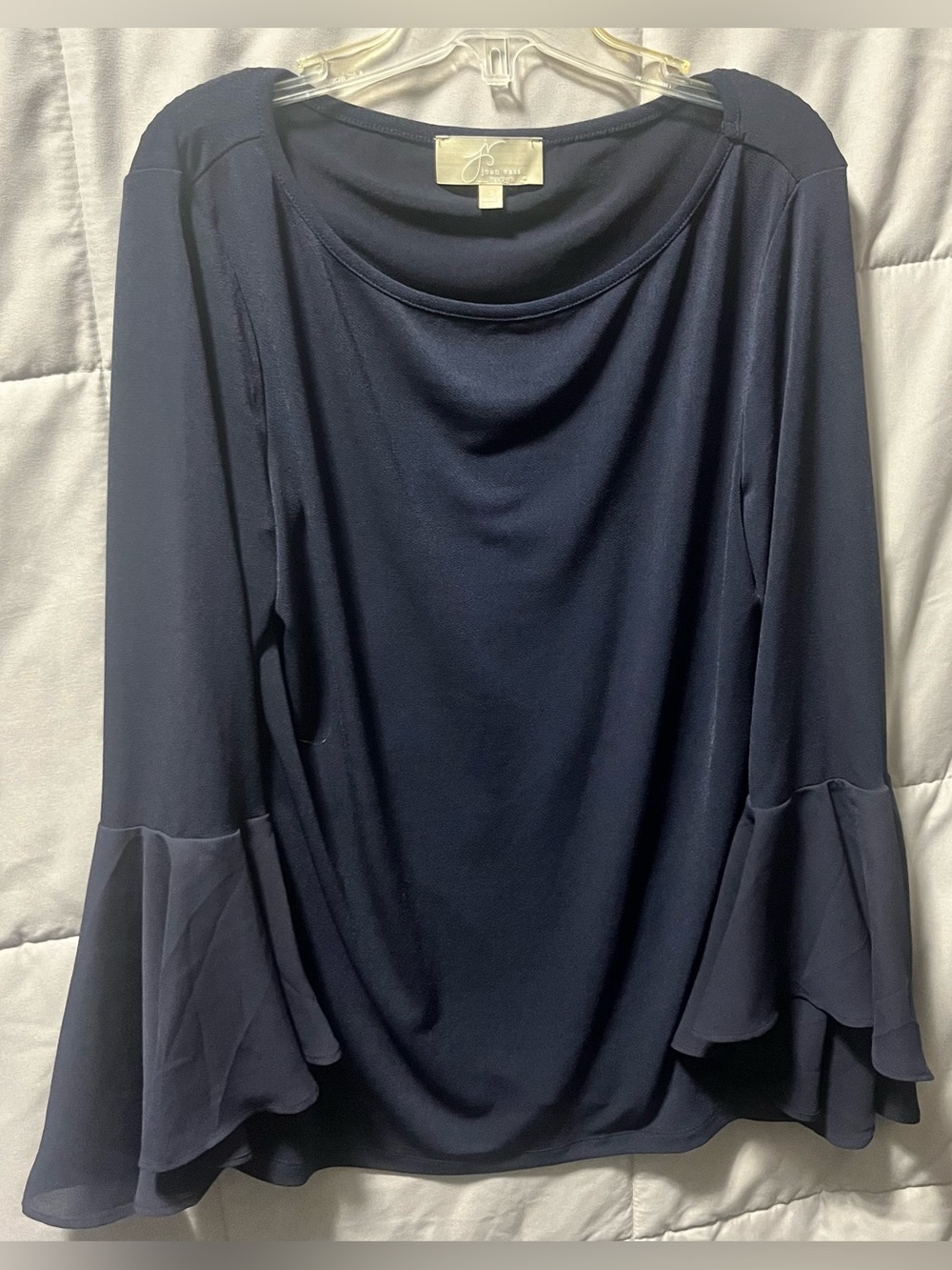 Joan Vass Size S Small Tiered Bell Ruffled Sleeves Slinky Stretchy
